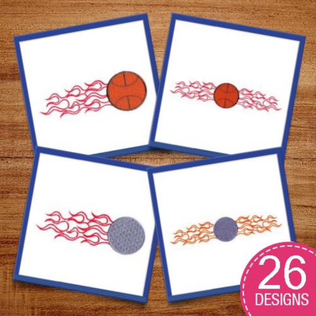 Picture of Flaming Sports #2 Embroidery Design Pack