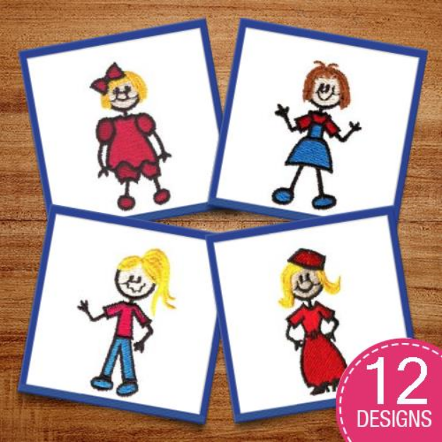 Picture of Stick Figures Embroidery Design Pack