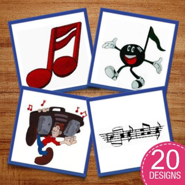 Picture of Music Package Embroidery Design Pack