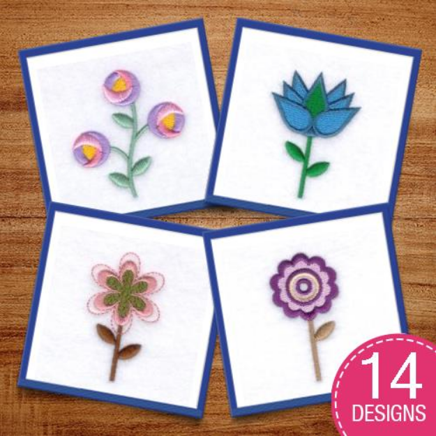 Picture of Retro Flowers Embroidery Design Pack