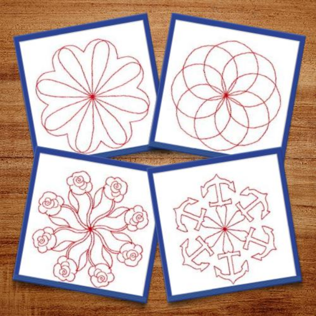 Picture of Geometric Redwork #2 Embroidery Design Pack