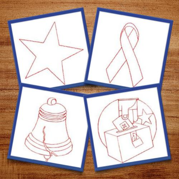 Picture of Patriotic Redwork #2 Embroidery Design Pack
