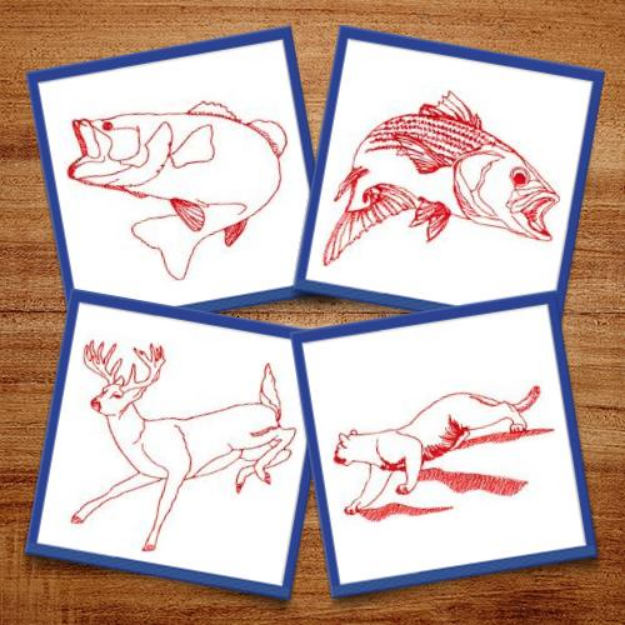 Picture of Wildlife Redwork #2 Embroidery Design Pack