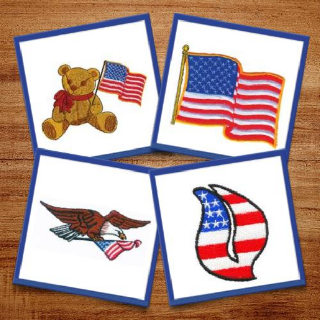 Picture of USA Flags Embroidery Design Pack