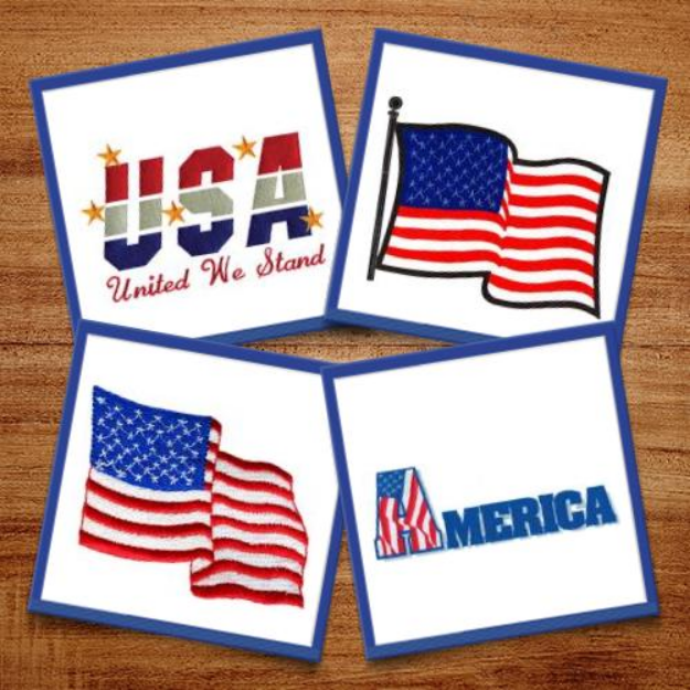 Picture of USA Flags - 2 Embroidery Design Pack