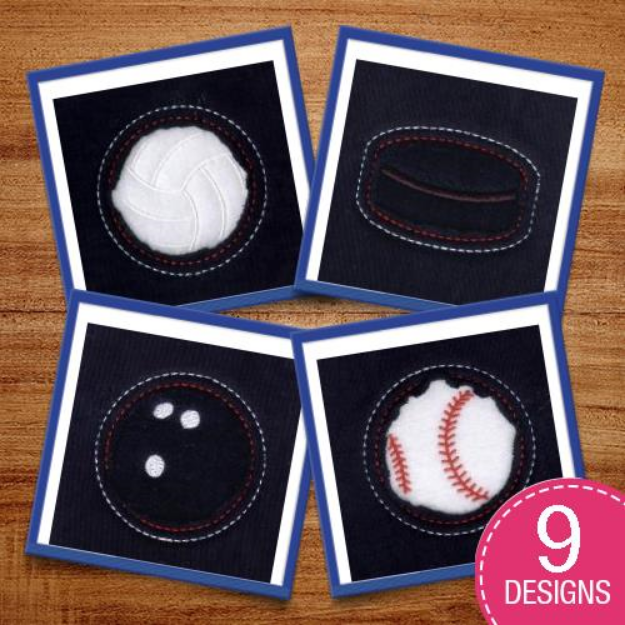 Picture of Cutout Sports Balls Embroidery Design Pack
