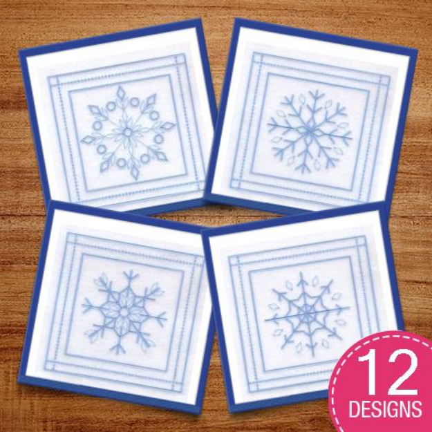 Picture of Snowflake Quilt Squares 9" Embroidery Design Pack