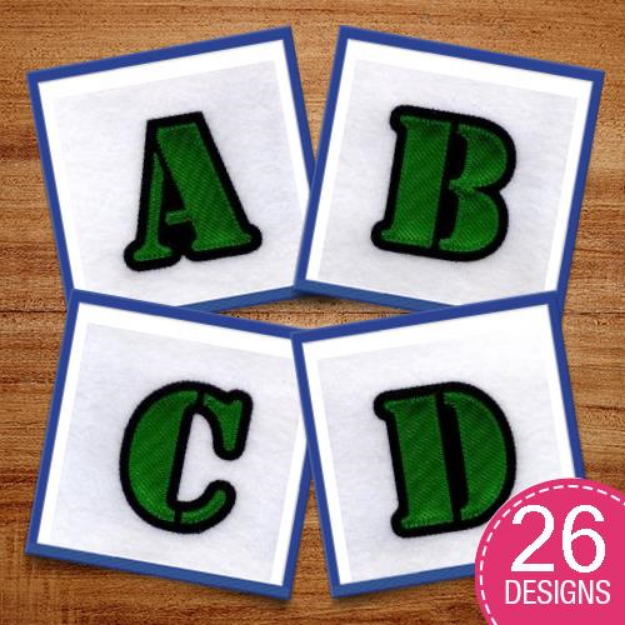 Picture of Stencil Applique Alphabet Embroidery Design Pack