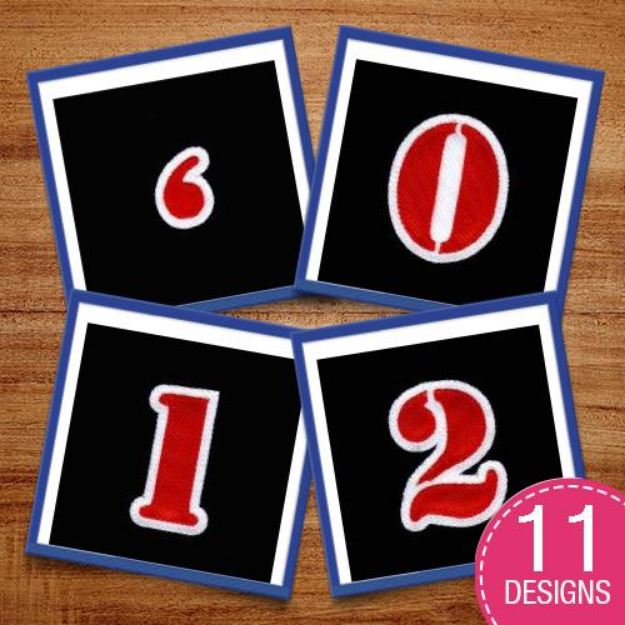 Picture of Stencil Applique Numbers Embroidery Design Pack