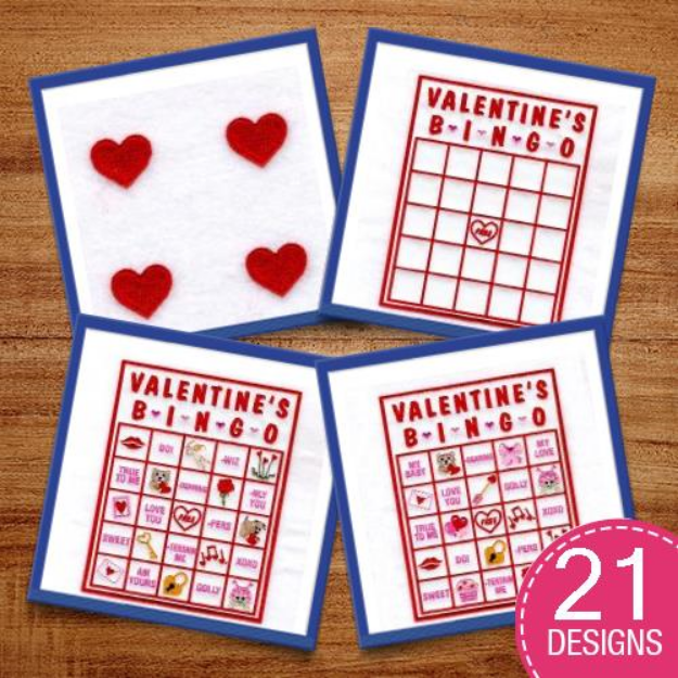 Picture of Valentine Bingo Applique Embroidery Design Pack