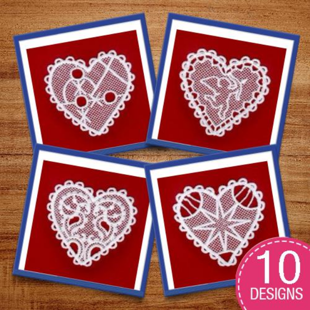 Picture of Free Standing Lace Hearts Embroidery Design Pack