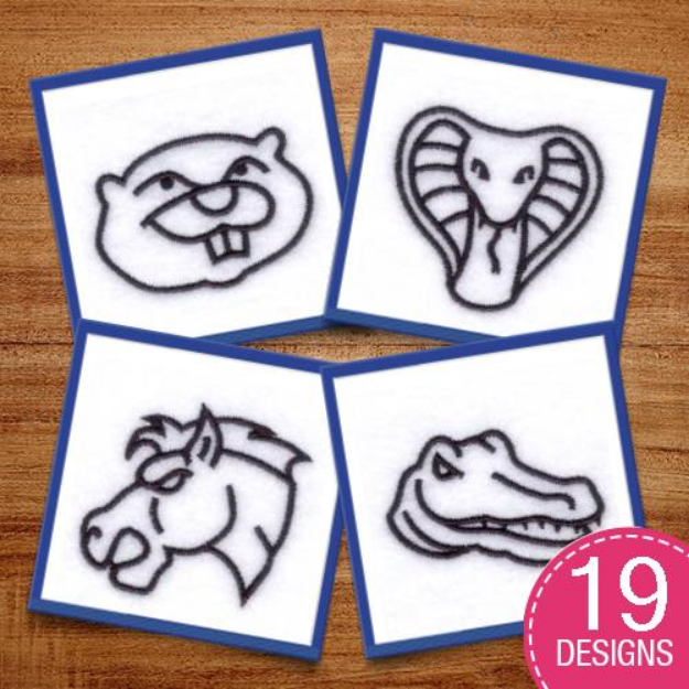 Picture of Animal Mascot Emblems Embroidery Design Pack