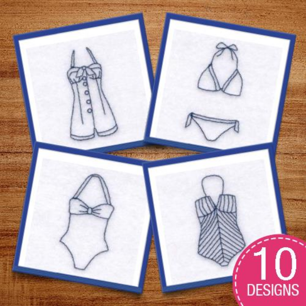 Picture of Vintage Swimsuits Embroidery Design Pack