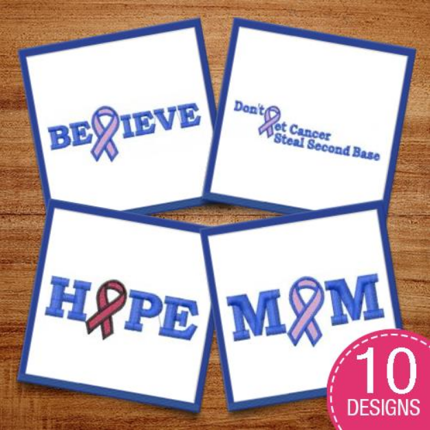 Picture of Cancer Awareness Ribbons Embroidery Design Pack