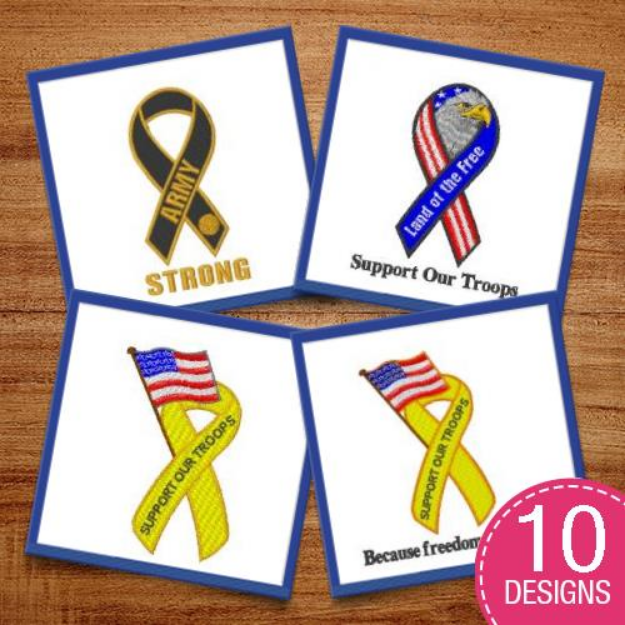 Picture of Military Awareness Ribbons Embroidery Design Pack