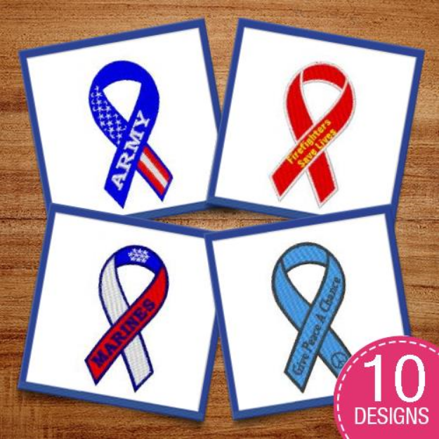Picture of Military Awareness Ribbons Embroidery Design Pack