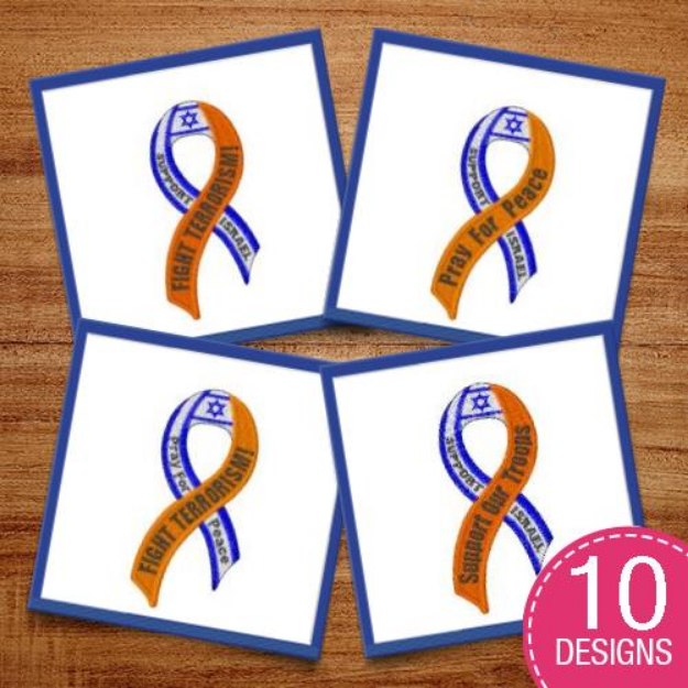 Picture of Israel Awareness Ribbons Embroidery Design Pack
