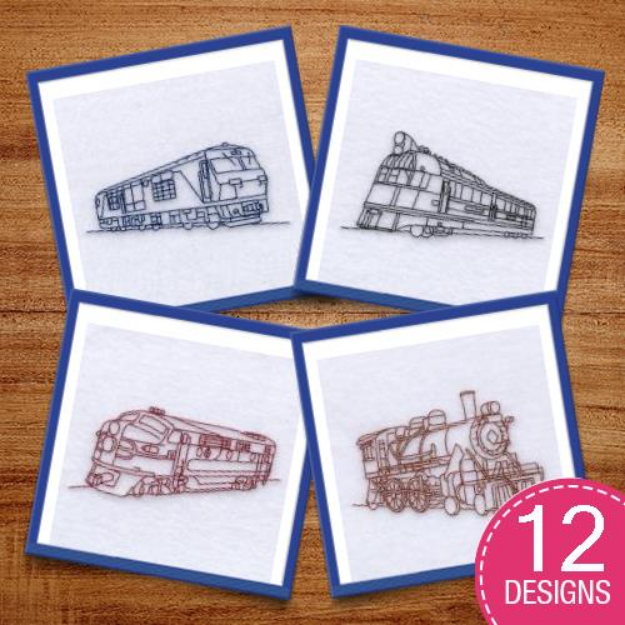 Picture of Planes, Trains & Autos Outlined Embroidery Design Pack