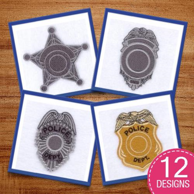 Picture of Police Badges Embroidery Design Pack