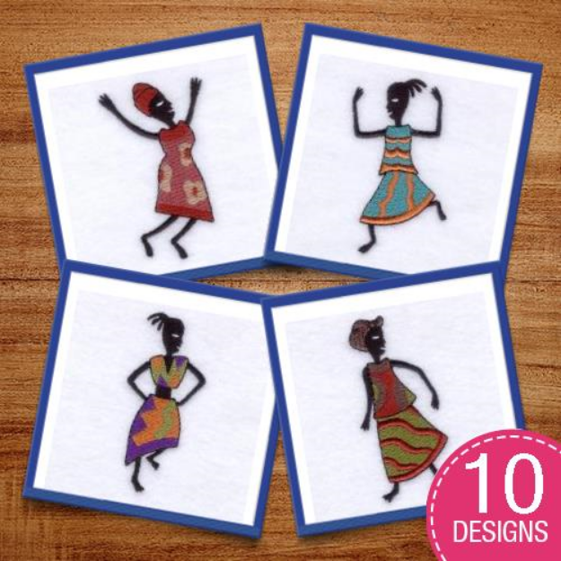 Picture of African Dancers Embroidery Design Pack