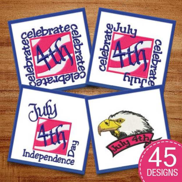 Picture of 4th of July-Text Embroidery Design Pack