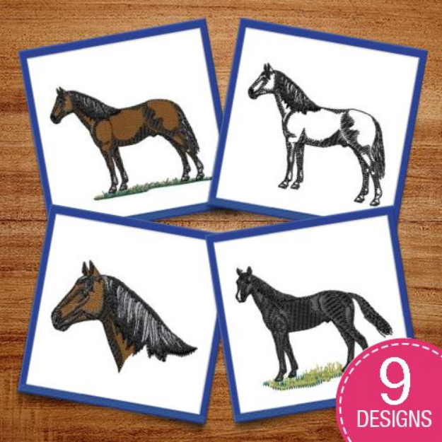 Picture of Harness Horses Embroidery Design Pack