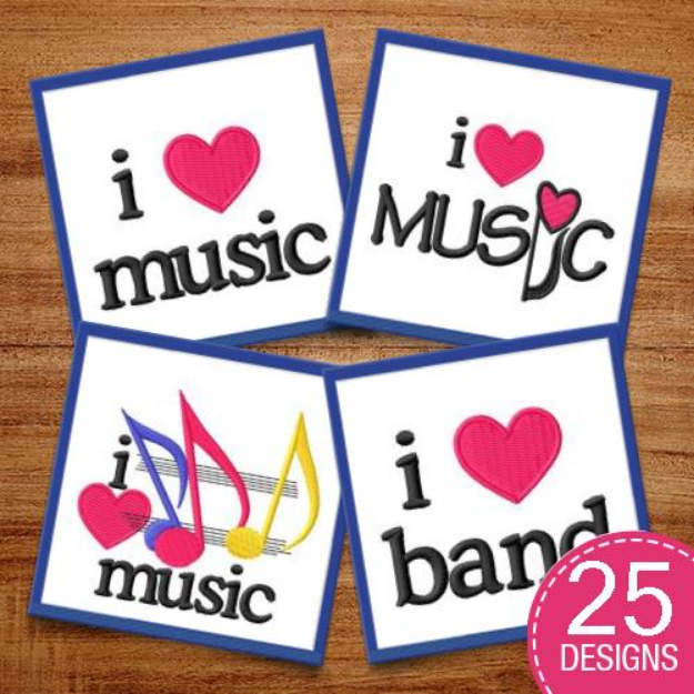Picture of Love Of Music Embroidery Design Pack