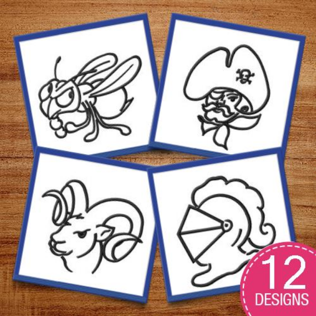 Picture of Mascot Outlines Embroidery Design Pack
