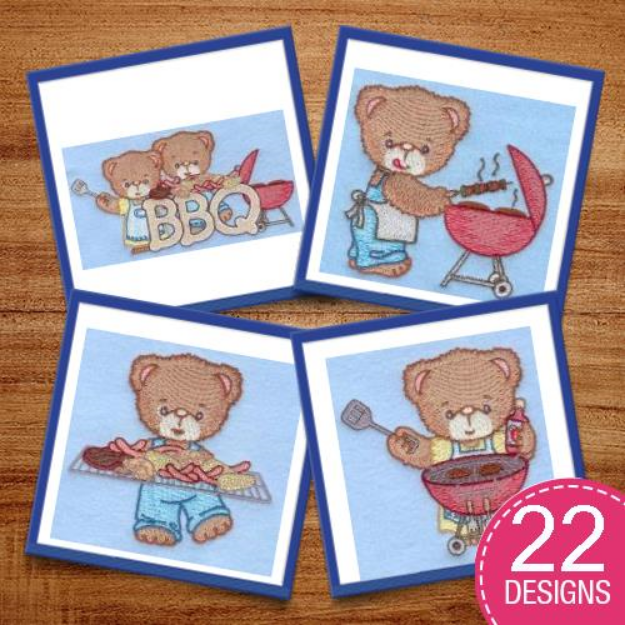 Picture of BBQ Bears Embroidery Design Pack