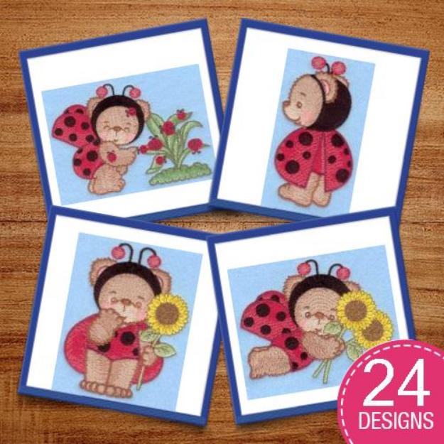 Picture of Cute Colors Ladybug Bears Embroidery Design Pack