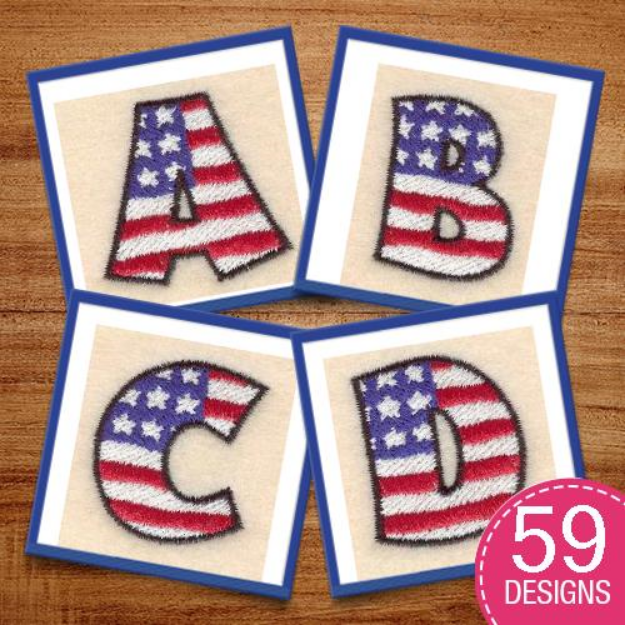 Picture of All American Alphabet Embroidery Design Pack