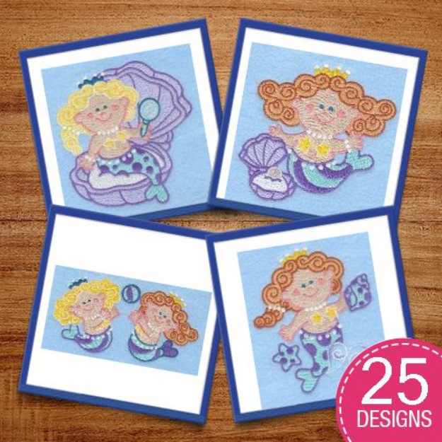 Picture of Mermaid Kids Embroidery Design Pack