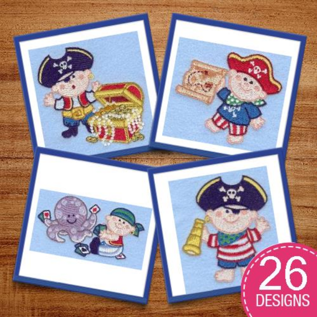 Picture of Pirate Kids Embroidery Design Pack