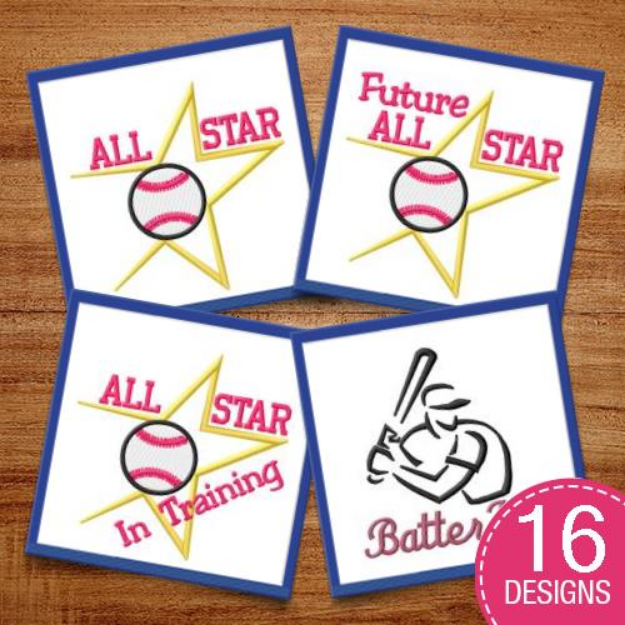Picture of Baseball/Softball-Text Embroidery Design Pack