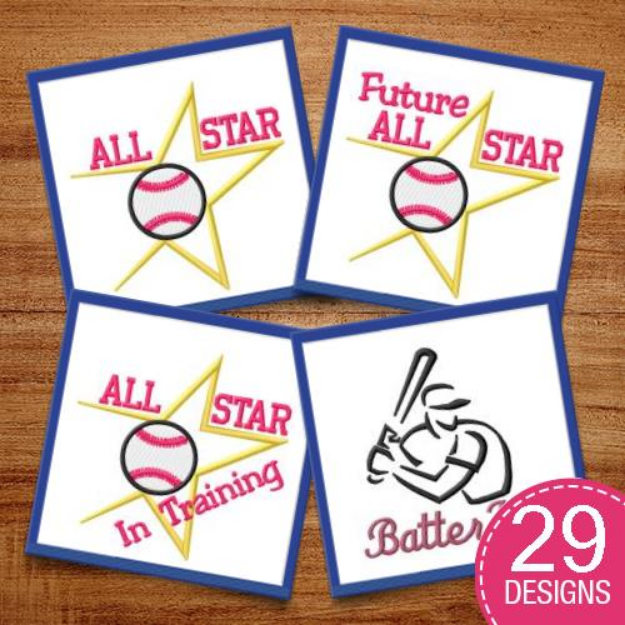 Picture of Baseball/Softball-Text COMBO Embroidery Design Pack