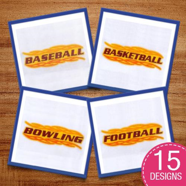 Picture of Flaming Sports Applique Design Pack Embroidery Design Pack