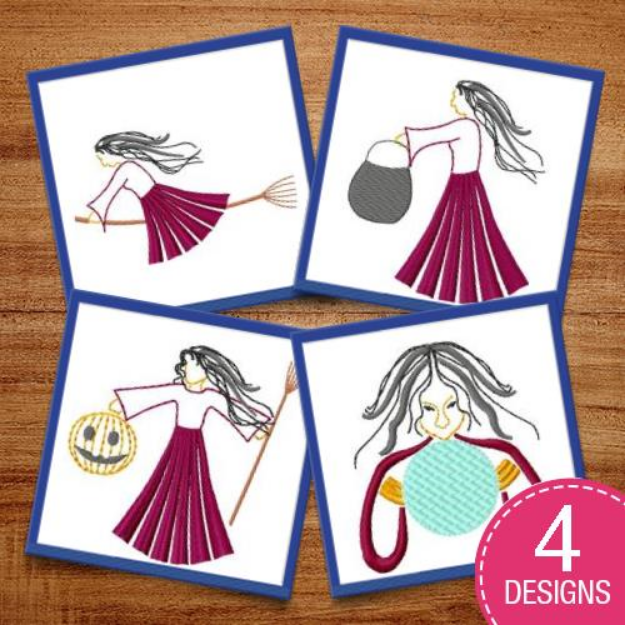 Picture of Halloween Witch Embroidery Design Pack