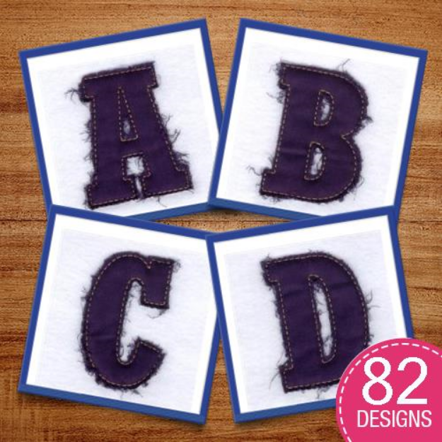 Picture of Fringed Applique Alphabet Embroidery Design Pack