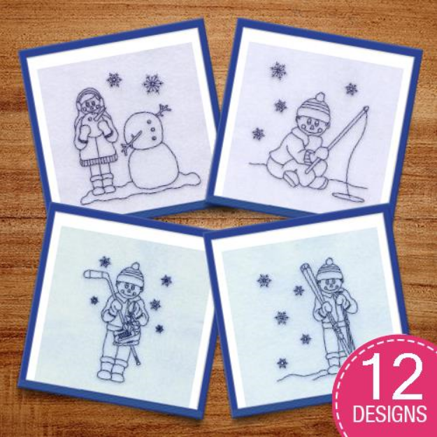 Picture of Winter Kids Bluework Design Pack Embroidery Design Pack