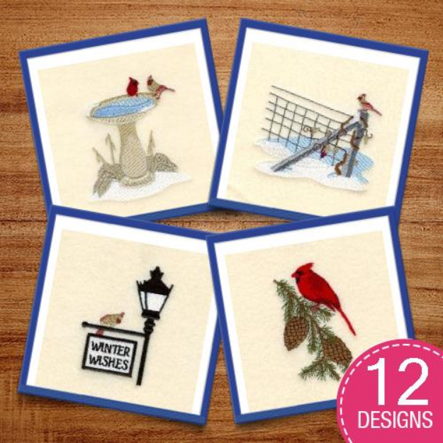 Picture of Winter Cardinal Scenes Design Pack Embroidery Design Pack
