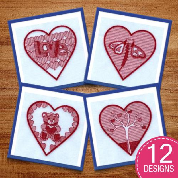 Picture of Toile Valentine Hearts Design Pack Embroidery Design Pack