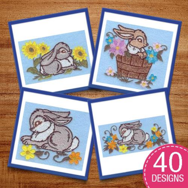 Picture of Garden Bunnies Embroidery Design Pack
