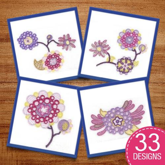 Picture of Vintage Flowers Embroidery Design Pack
