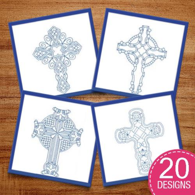 Picture of Bluework Cross Embroidery Design Pack