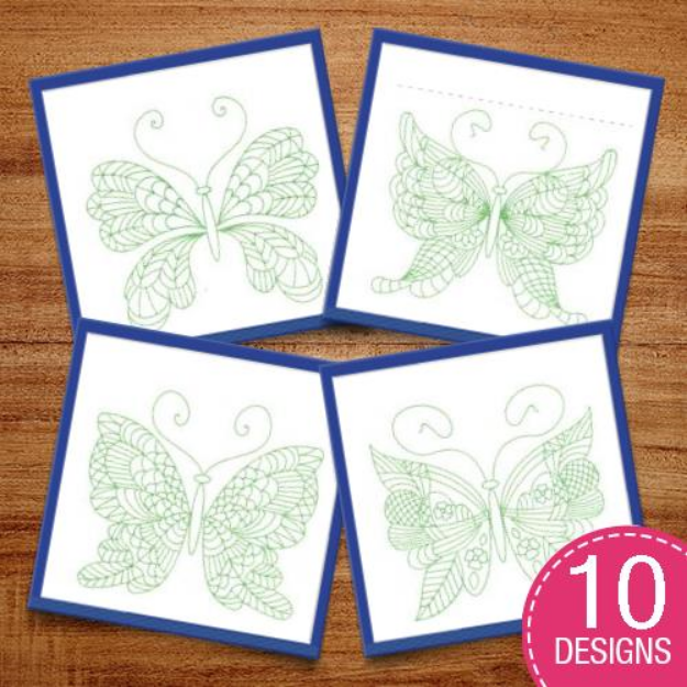 Picture of Butterfly Greenwork - Bean Stitch Embroidery Design Pack