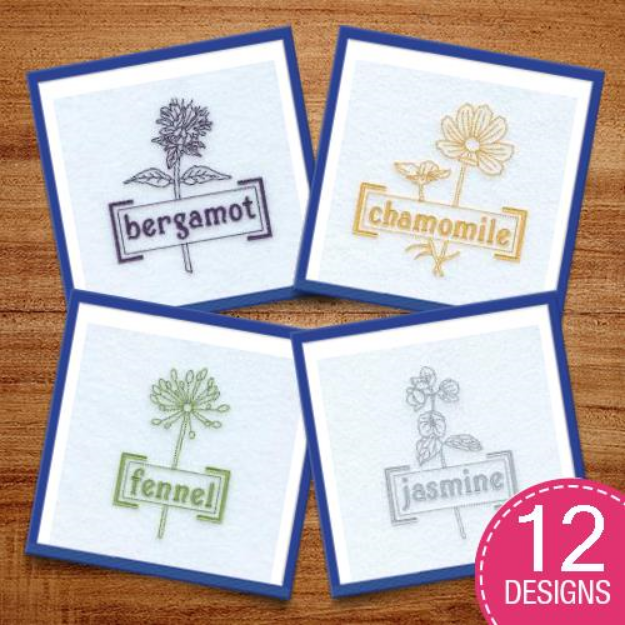 Picture of Tea Herbs Embroidery Design Pack