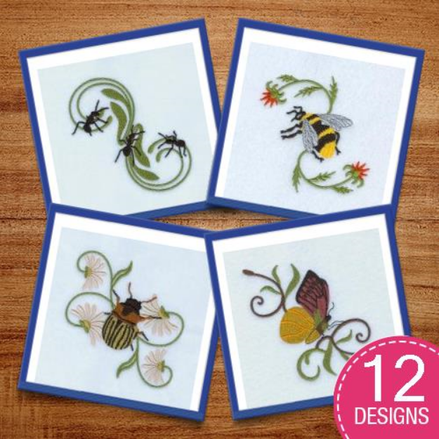 Picture of Decorative Bugs Embroidery Design Pack