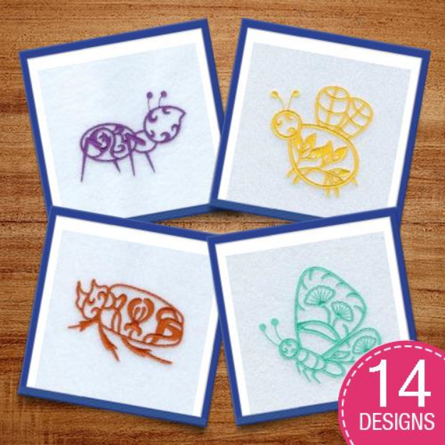 Picture of Nouveau Bugs Embroidery Design Pack