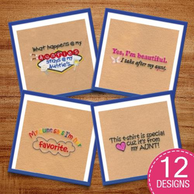 Picture of Aunt Sayings Embroidery Design Pack