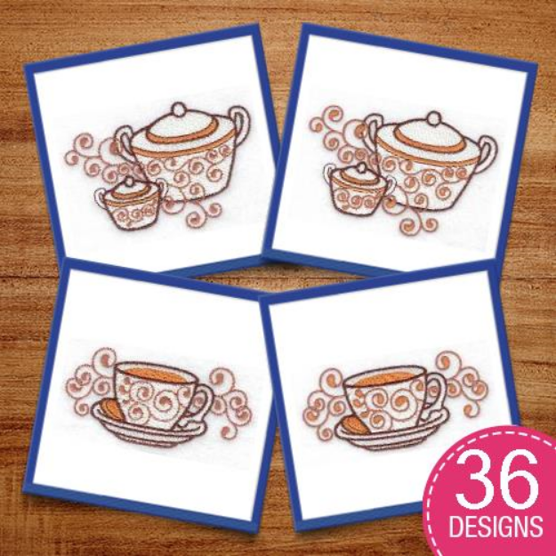 Picture of Tea Time Embroidery Design Pack
